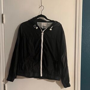 Olive & Oak Black Windbreaker with White Trim